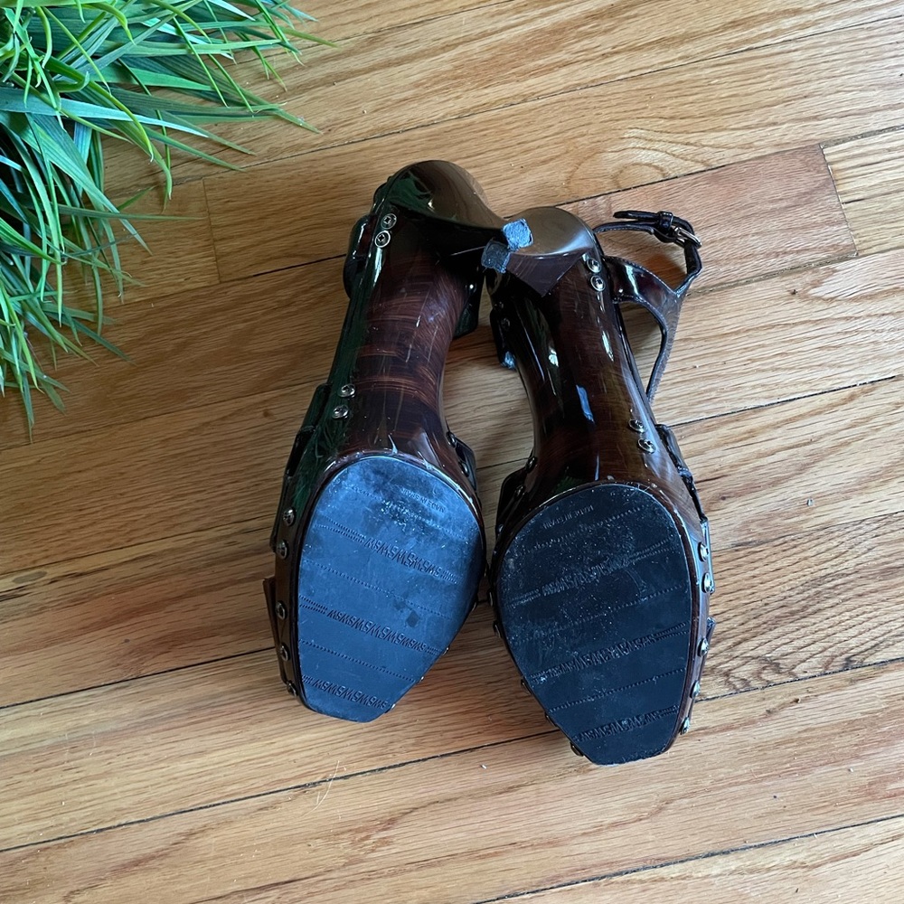 Stuart Weitzman Cognac Peep-Toe Slingbacks - image 3